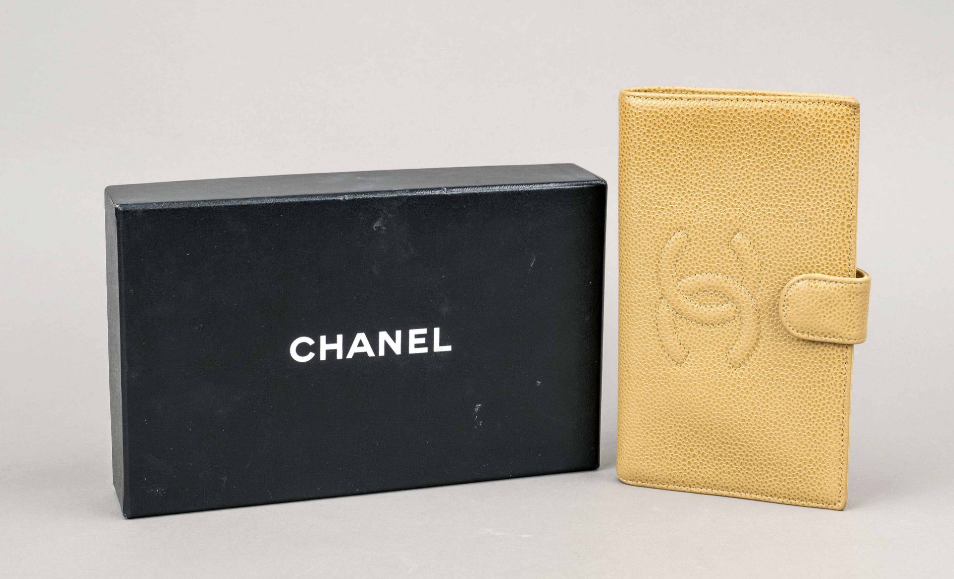 Chanel, Large Vintage Caviar Leather Wallet, caramel-colored caviar leather, gold-colored