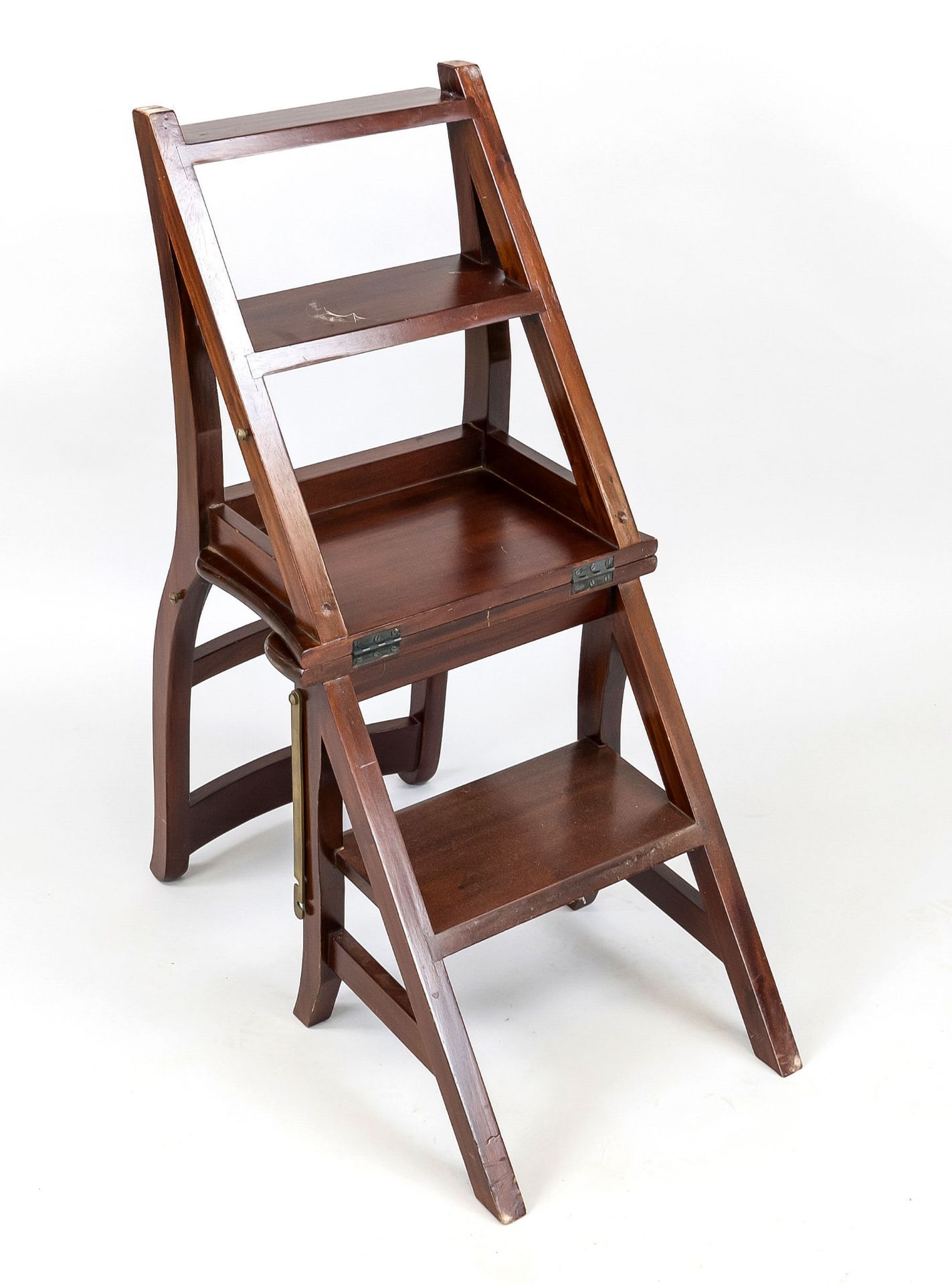 Ladder chair, 20th century, mahogany. Folded out 4 steps, slightly rubbed & bumped, h. max 88 cm - Image 2 of 2