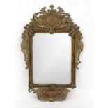 Baroque mirror, 18th century, open-worked wooden frame with lattice rocailles, foliage and