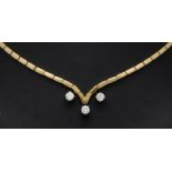 Brilliant link necklace GG/WG 585/000 with 3 brilliant-cut diamonds, total 0.75 ct TW-W/VS, box
