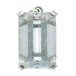 Aquamarine pendant WG 585/000 unmarked, tested, with an emerald-cut faceted aquamarine 46.5 ct