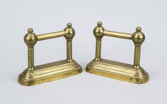 Pair of mantelpieces?, 19th century, brass. Slightly rubbed and bumped, each 18 x 22 x 8 cm