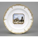 View plate, KPM Berlin, Pfennig mark 1849-1870, form Neuglatt, in the mirror view of the