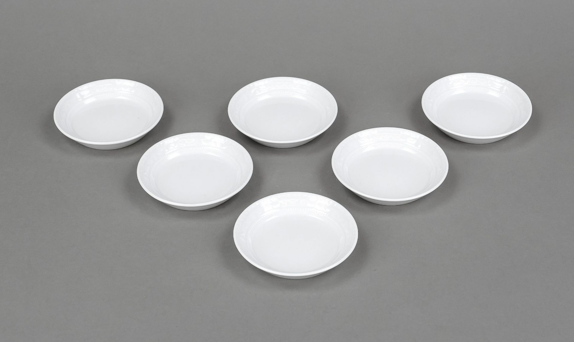 Six confectionery bowls, KPM Berlin, marks after 2000, 1st choice, Kurland shape, design for the