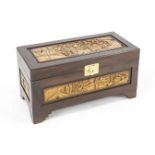 Folding box with carvings, China, wood with fine carvings of ideal landscapes, boys and palace