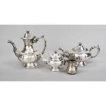 Mixed lot of four pieces, 20th century, plated, 3 jugs and cream jug, various shapes and sizes, h.