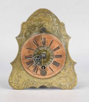 Baroque table clock, 18th century, brass with copper chapter ring, engraved black Roman numerals,