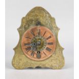 Baroque table clock, 18th century, brass with copper chapter ring, engraved black Roman numerals,