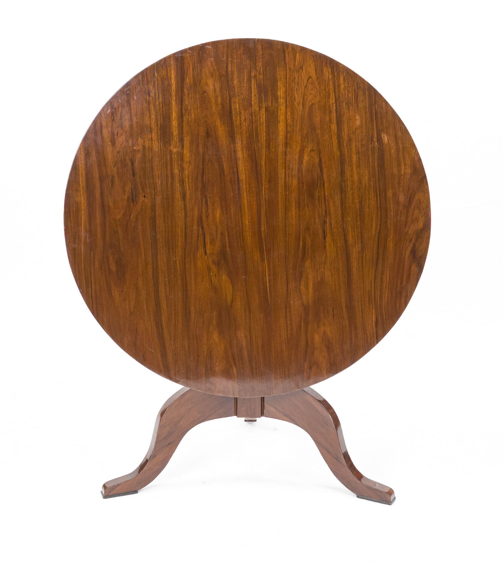 Round table in the Biedermeier style, 20th century, mahogany, octagonal central column on three - Image 3 of 3