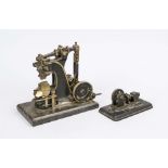 2 miniature models of machines, late 19th century. A large steam hammer, composed of many parts,