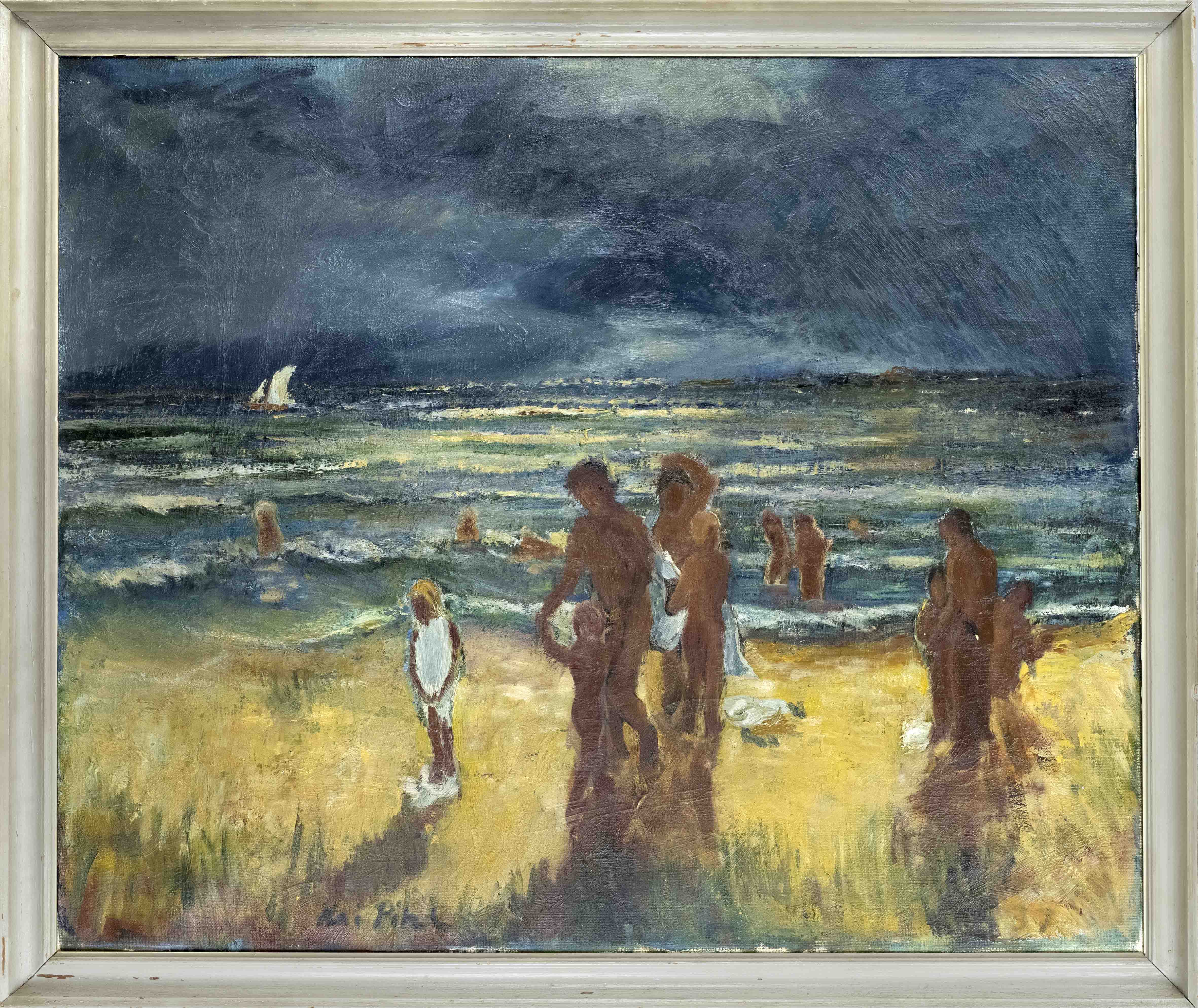 Kai Harald Pihl (1894-1978), Finnish painter, expressive beach scene, oil on canvas, signed lower