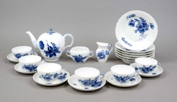 Tea service for 6 persons, 21-piece, Royal Copenhagen, Denmark, marks mostly 1974-78, 1st choice,