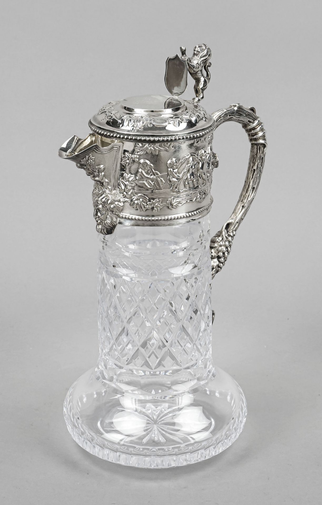 Pitcher with silver mount, Portugal, 20th century, Porto mark, Topazio master's mark, sterling