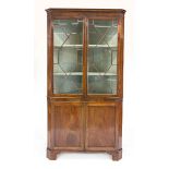 Glass top corner cabinet, England 19th century, mahogany, glazed upper section on 2-door lower