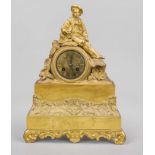 French. Figure pendulum, 1st half 19th century, Empire, on the clock drum a young man harvesting
