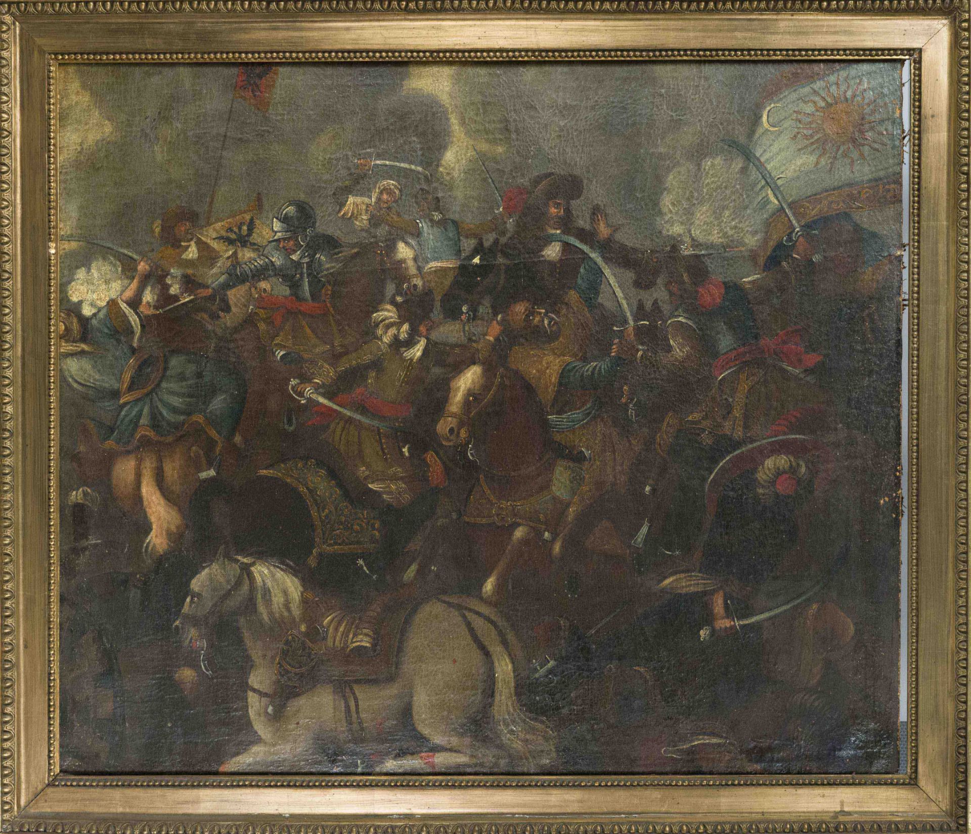 Unidentified history painter, c. 1700, large battle scene from the so-called Turkish Wars, the