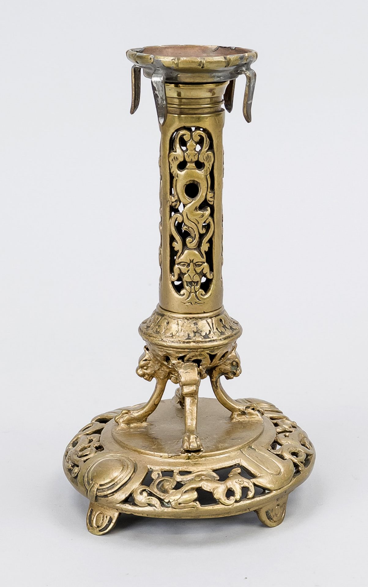 Chandelier, 19th century, brass/bronze. Open-worked with various mythical creatures, dragons and