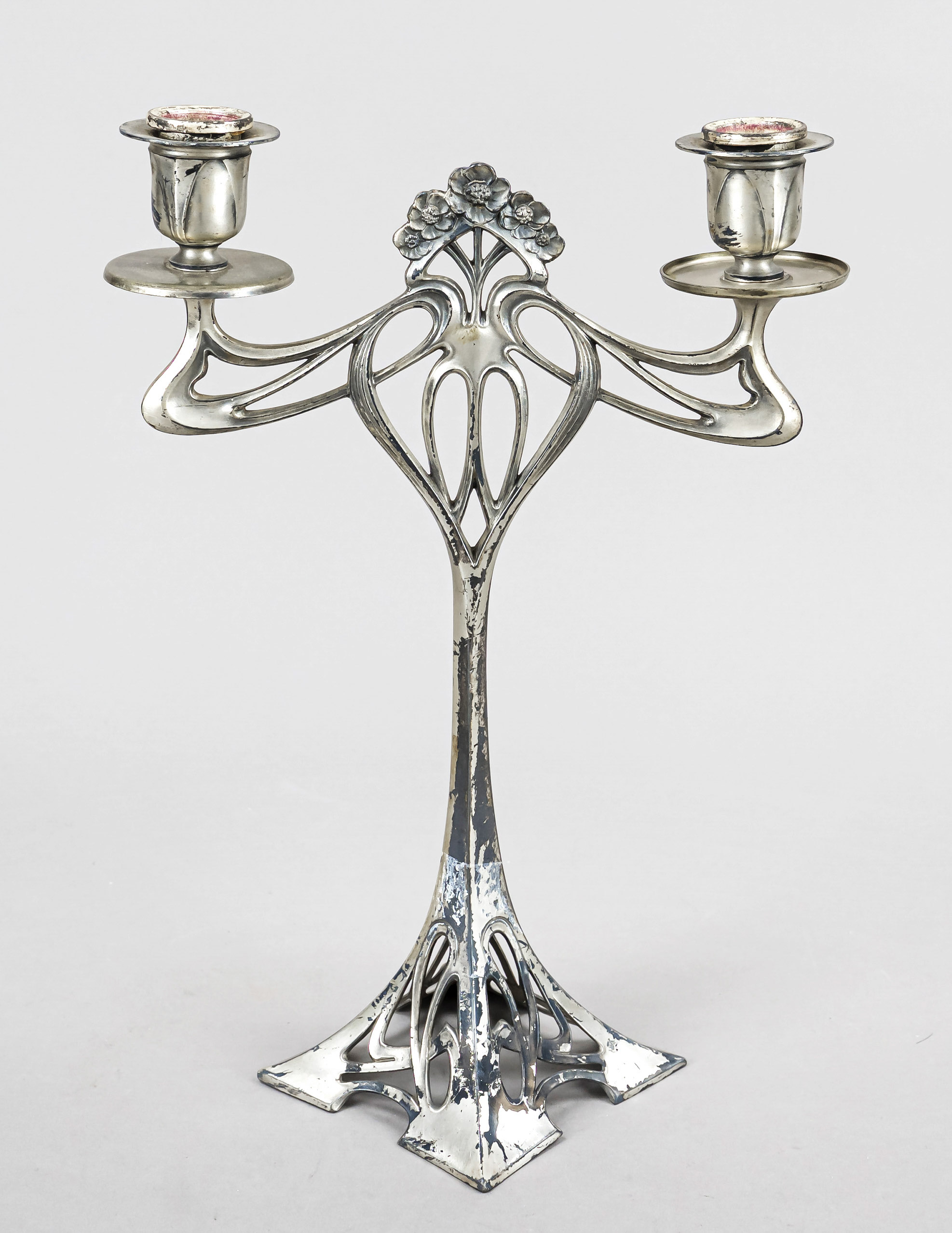 Art Nouveau chandelier, Austria, c. 1900, Albert Köhler & Cie. Vienna, metal, square openwork