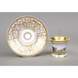 A Berlin view cup with saucer, KPM Berlin, marks 1800-1840, 1st choice, cup with red imperial orb