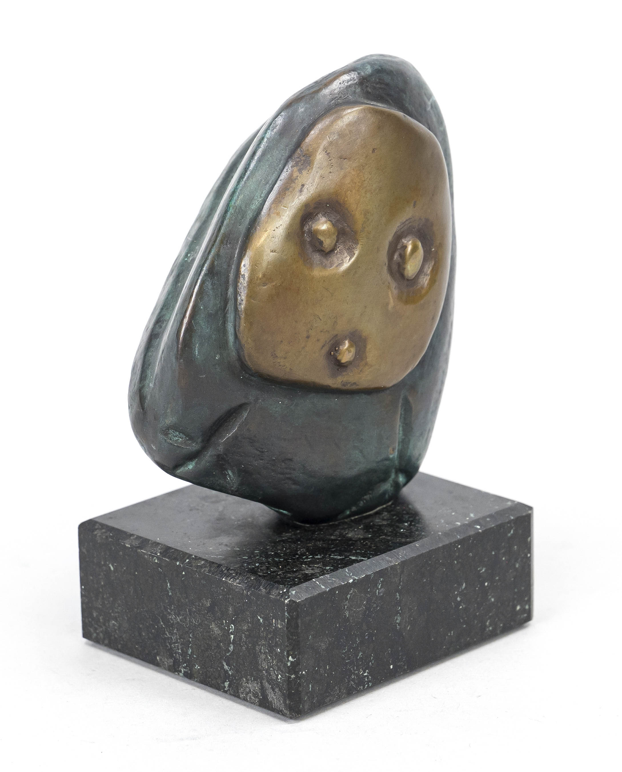 Giovanni Vetere (*1940), owl, massive, patinated bronze on marble plinth, monogrammed and numbered