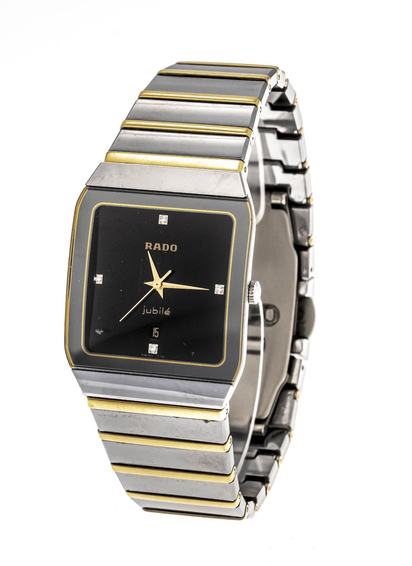 RADO Jubile` men's quartz watch, titanium ceramic, Ref. 152.0366.3 circa 2000, black dial with 4