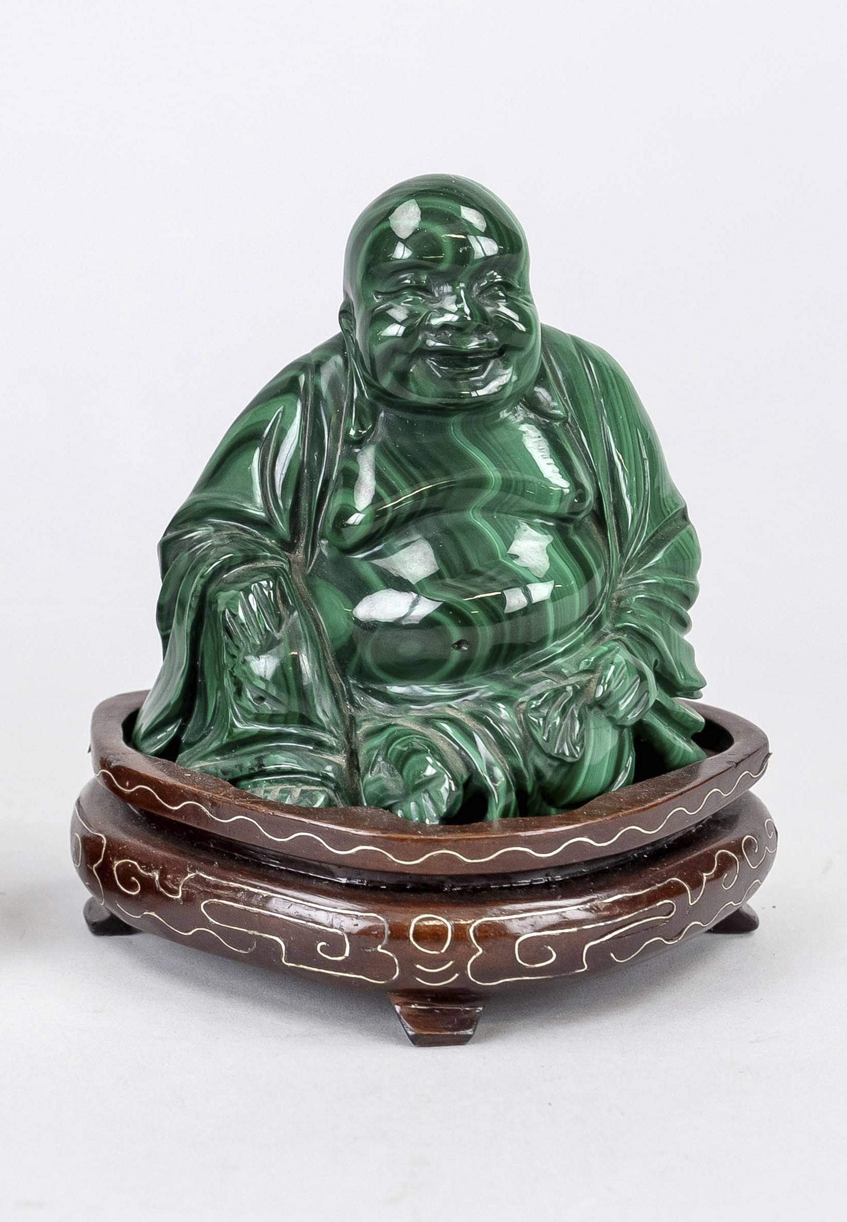 Malachite budai, China, Qing dynasty(1644-1911), 19th/early 20th century, carved moss agate with