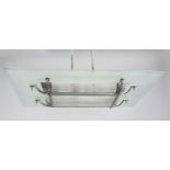 Large Art Deco style ceiling lamp, 20th century Chrome-plated frame with horizontal glass rods.