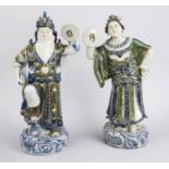 Sun and moon deities, China, 20th century, porcelain with polychrome glaze decoration, dancing man