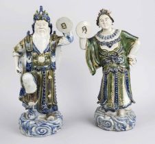 Sun and moon deities, China, 20th century, porcelain with polychrome glaze decoration, dancing man