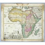 Historical map of Africa, ''Accuratißima totius Africae tabula...'', partly col. Copper engraved map