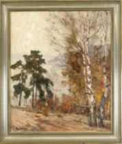 Willy Herrmann (1895-1963), Berlin painter, Autumn landscape on the banks of the Havel, oil on