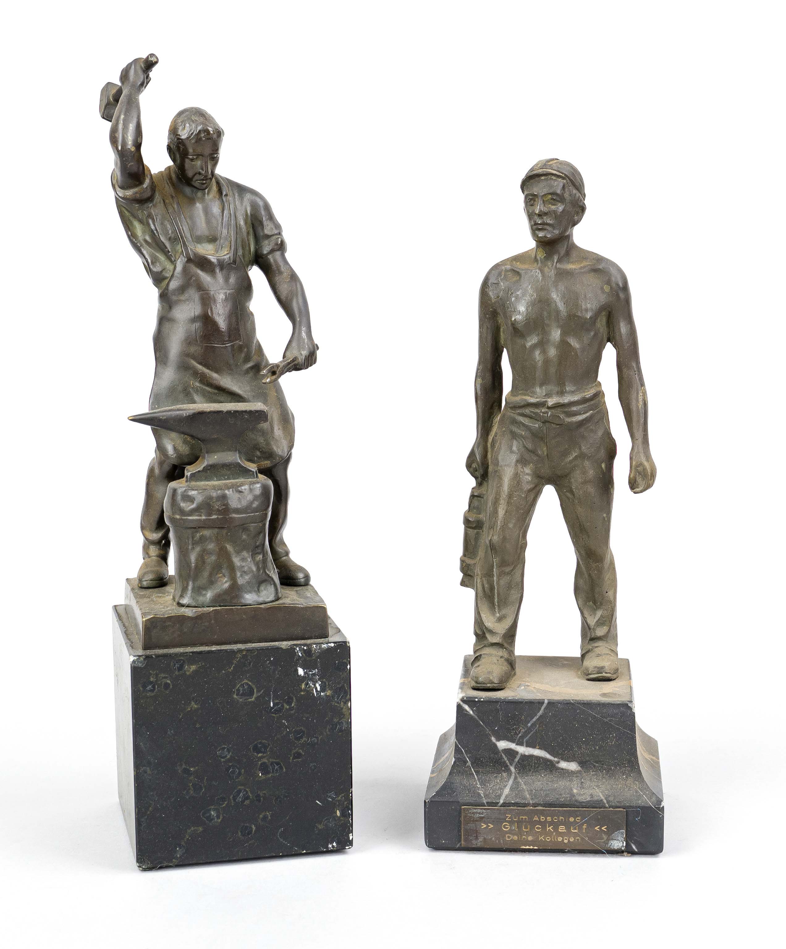 Julius Paul Schmidt-Felling (1835-1920), blacksmith, dark patinated bronze on marble base, signed in