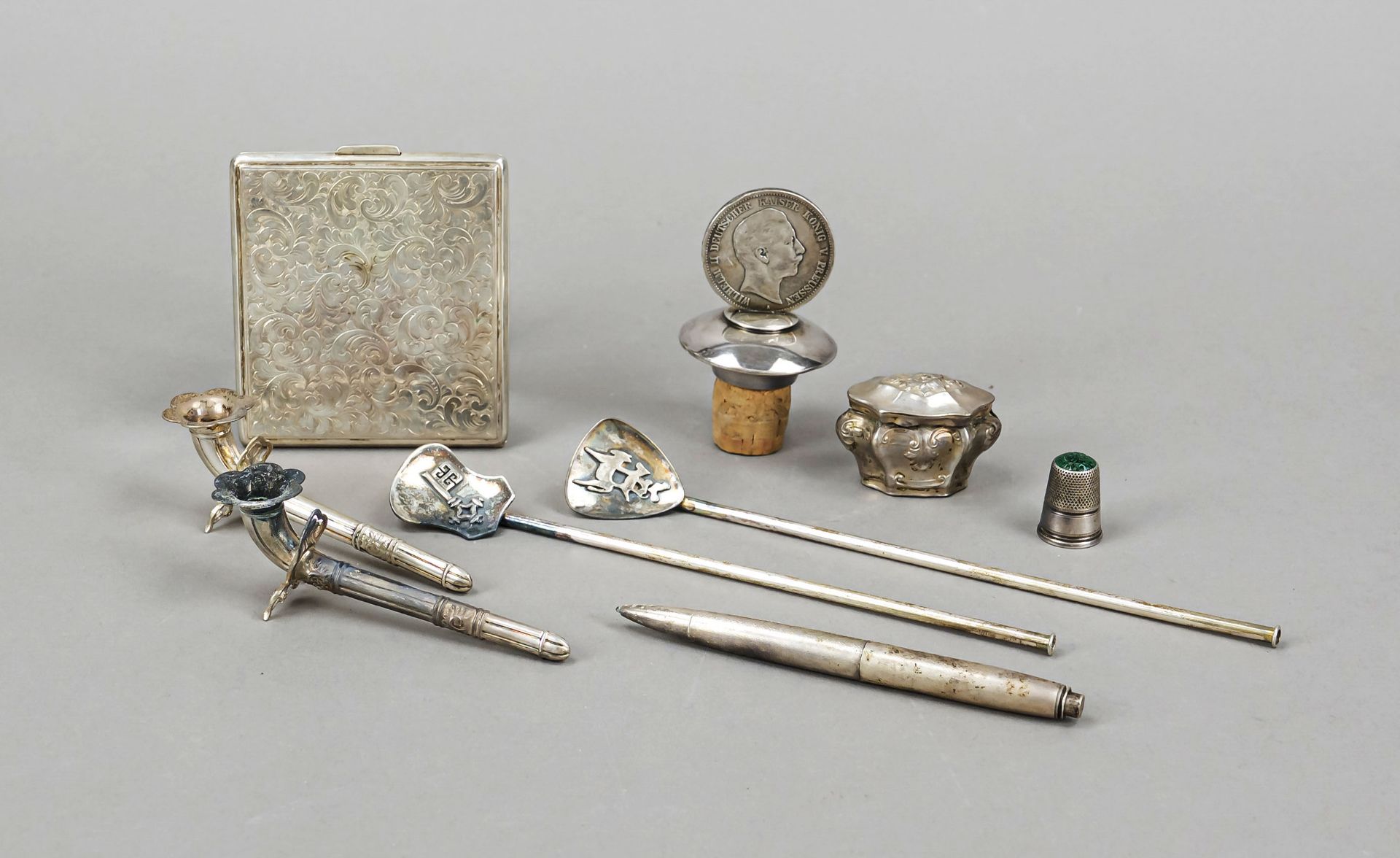 A collection of nine small items, 19th/20th century, different makers, silver of various finenesses,
