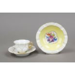 Demitasse cup and ashtray, Meissen, ashtray for 10 cigarettes, mark 1924-1934, 1st choice,