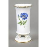 Stove vase, Meissen, 1970s, 1st choice, polychrome floral painting with decorative gilding, h. 14.