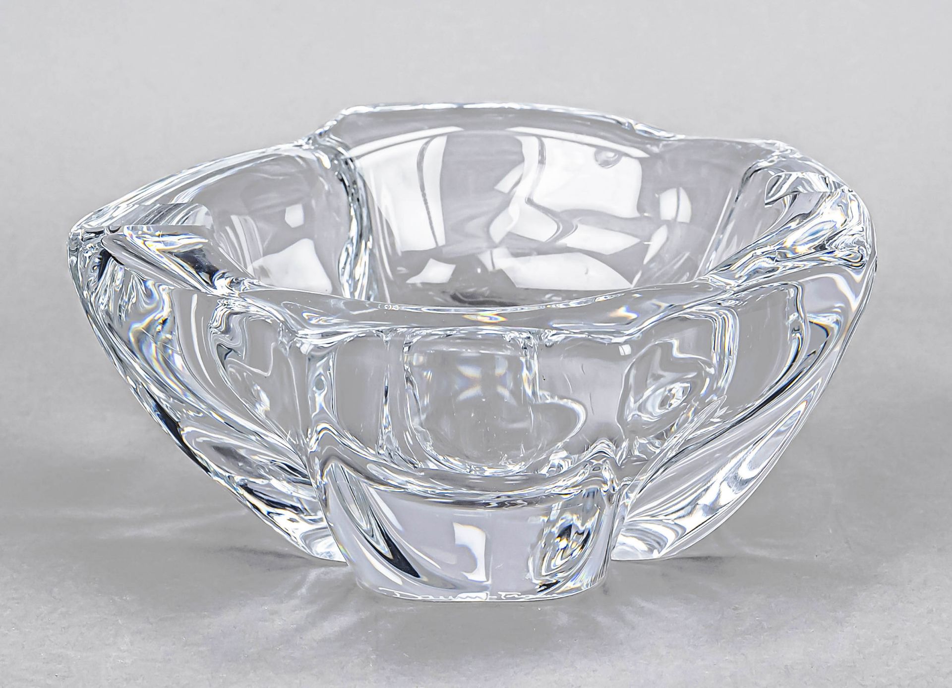 Large ashtray, France, 20th century, Daum, Nancy, hexagonal shape, clear, thick-walled glass,
