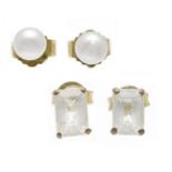 2 pairs of stud earrings, 1 x Akoya pearl stud earrings GG 585/000 with 2 white Akoya pearls 4 mm,