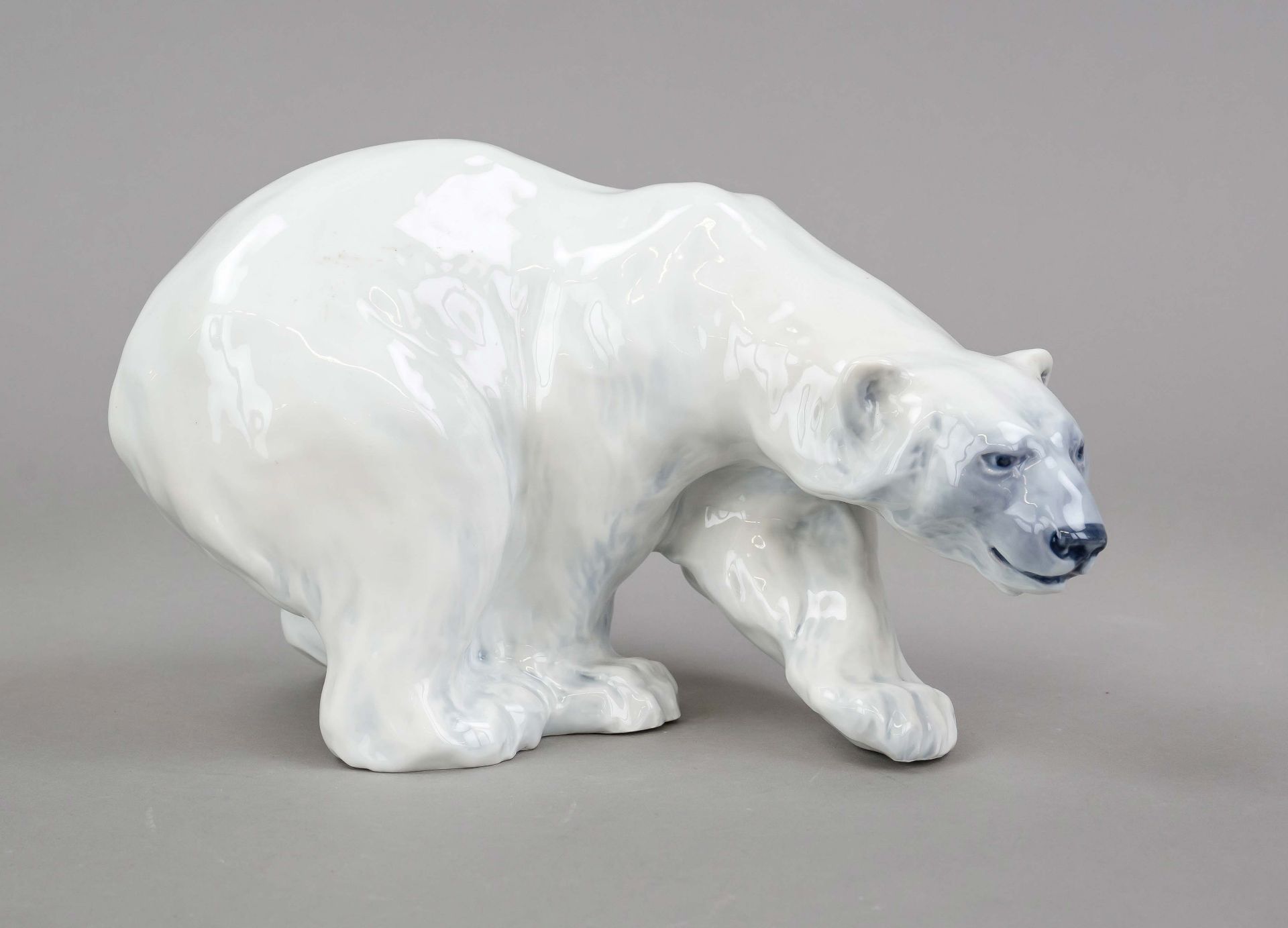 Walking polar bear, Royal Copenhagen, Denmark, mark 1969-74, 1st choice, designed by Knud Kuhn,