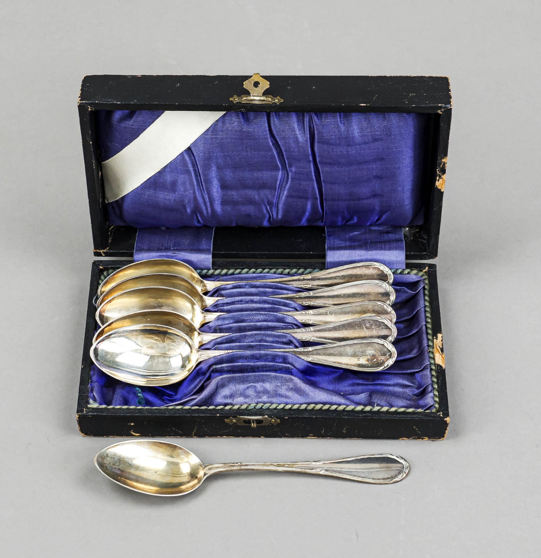 Six teaspoons, German, 20th century, maker's mark M. H. Wilkens & Söhne, Bremen-Hemelingen, silver