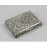 Rectangular lidded jar, 1st half 20th century, silver tested, gilded interior, straight form, wall