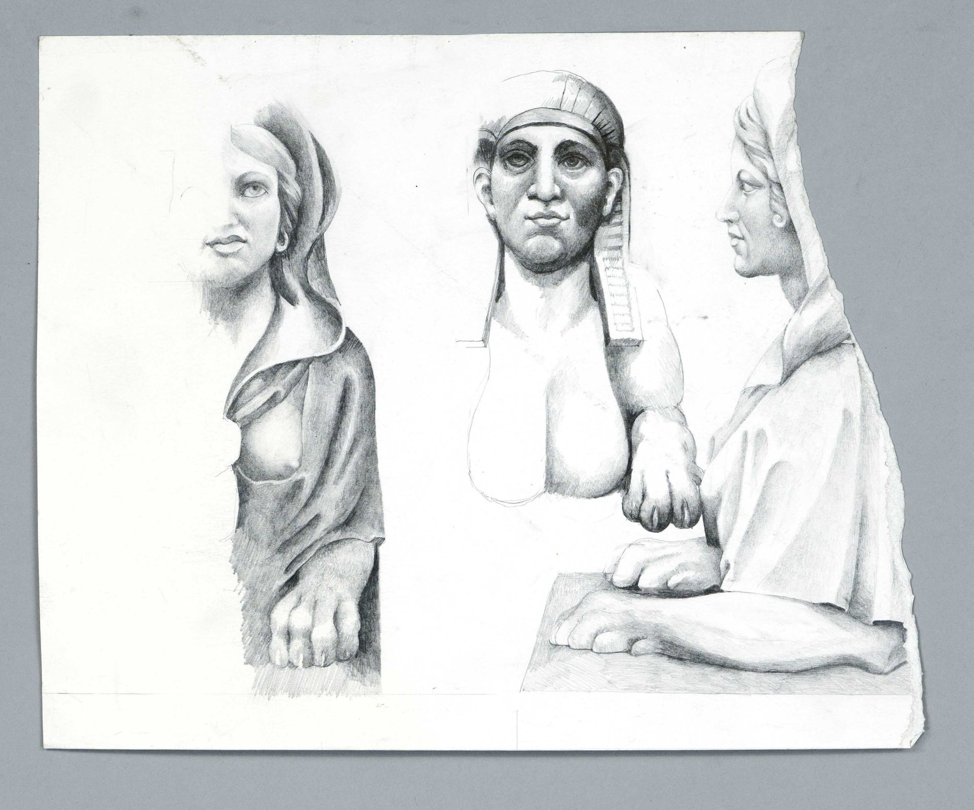 Unknown artist c. 2000, bundle of 7 original drawings with surreal, partly figurative and partly - Image 4 of 6