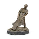 Ludwig Eisenberger (active c. 1895-1920), steel worker, patinated bronze, signed in the terrain