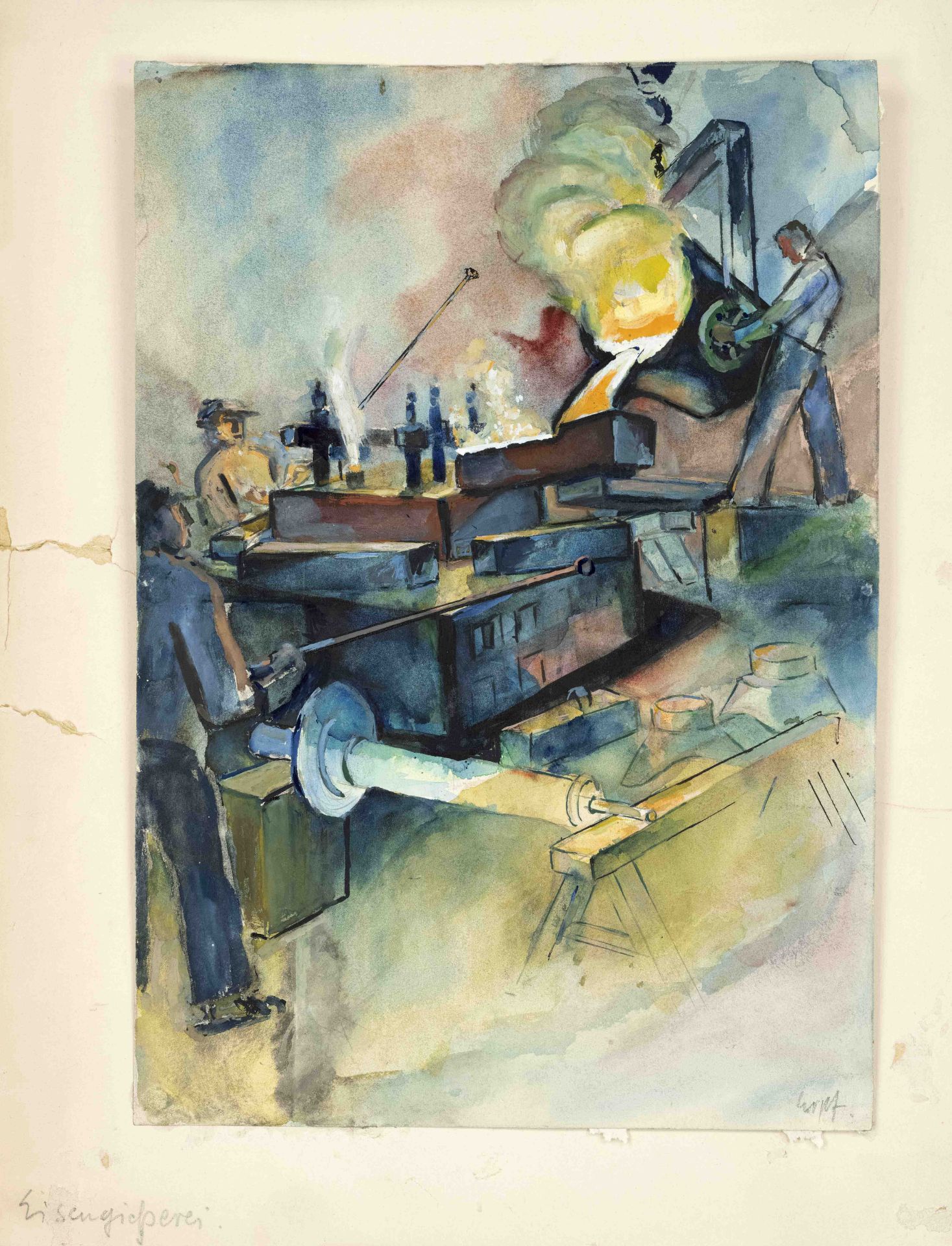 mixed lot of 6 drawings by various artists 1st half to mid 20th century with industrial and workers' - Image 5 of 6