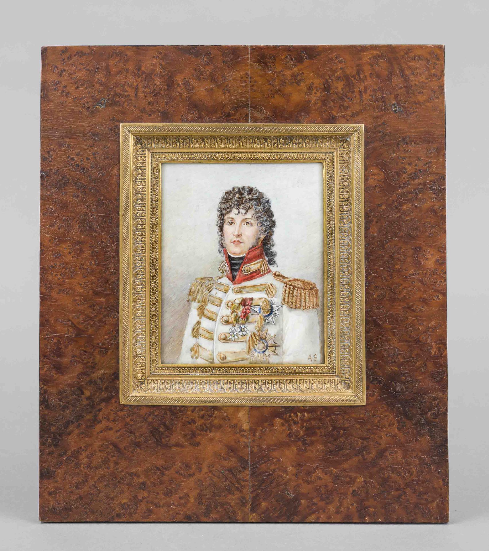 Large rectangular miniature, French, 19th century, polychrome tempera painting on bone plate.