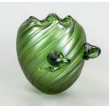 Artist's vase, 20th century, ovoid shape, on 2 fused feet, wavy rim, twisted wall, clear glass,