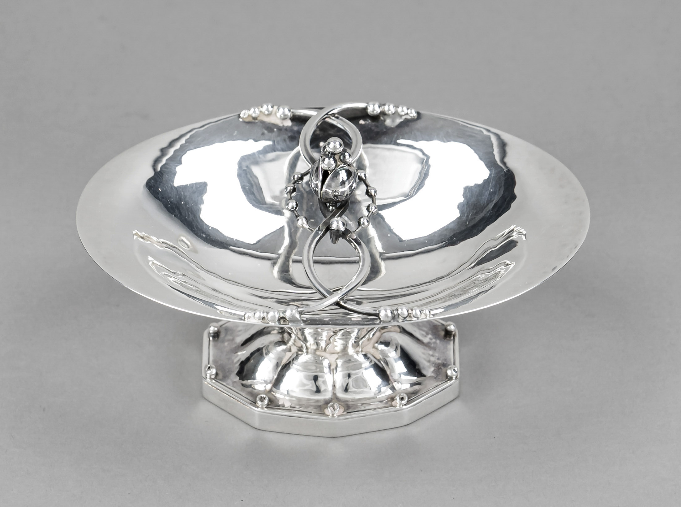 Oval confectionery dish, Denmark, mark 1925-32, master's mark Georg Jensen, Copenhagen, sterling