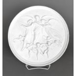 Large tondo, Bing & Gröndahl or Eneret, Denmark, 20th century, round plaque in white bisque,