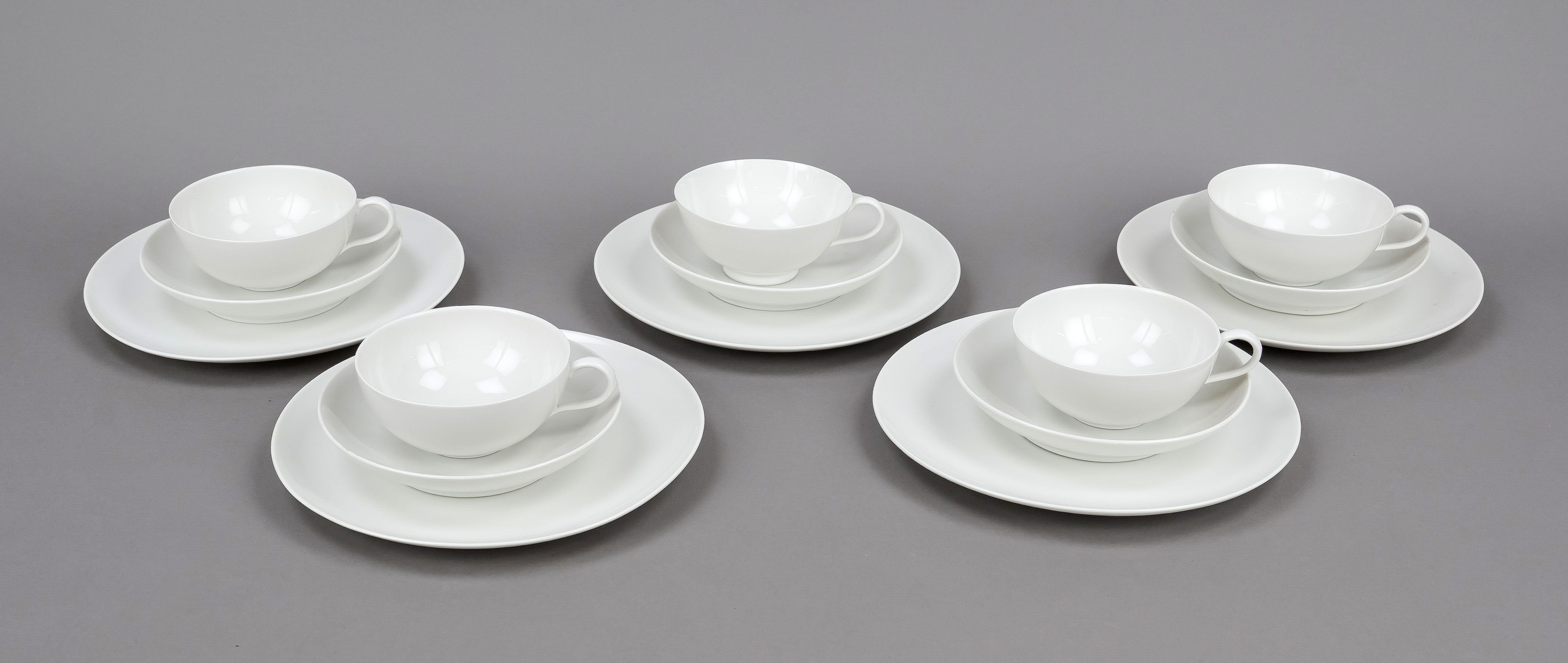 Five tea sets, KPM Berlin, pre-1945 mark, 1st choice, Urbino shape, designed by Trude Petri (Hamburg