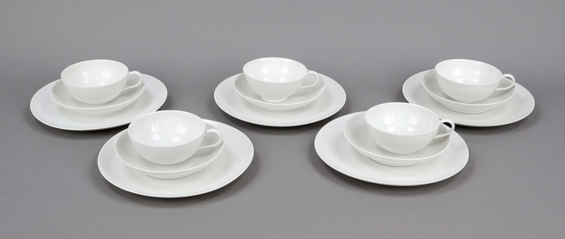 Five tea sets, KPM Berlin, pre-1945 mark, 1st choice, Urbino shape, designed by Trude Petri (Hamburg