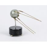 Model of the Sputnik, 2nd half 20th century, hollow metal ball with 4 metal rods on movable metal